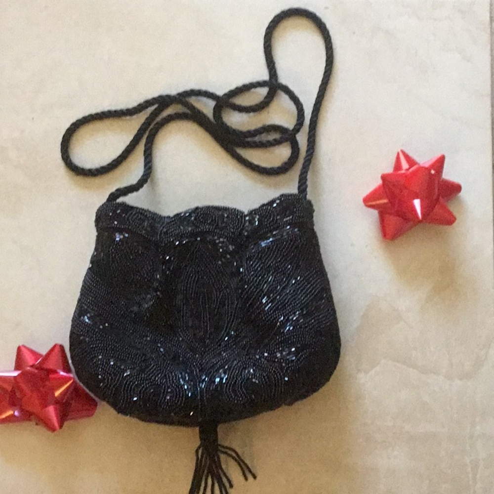 Gorgeous black beaded evening purse JUST REDUCED